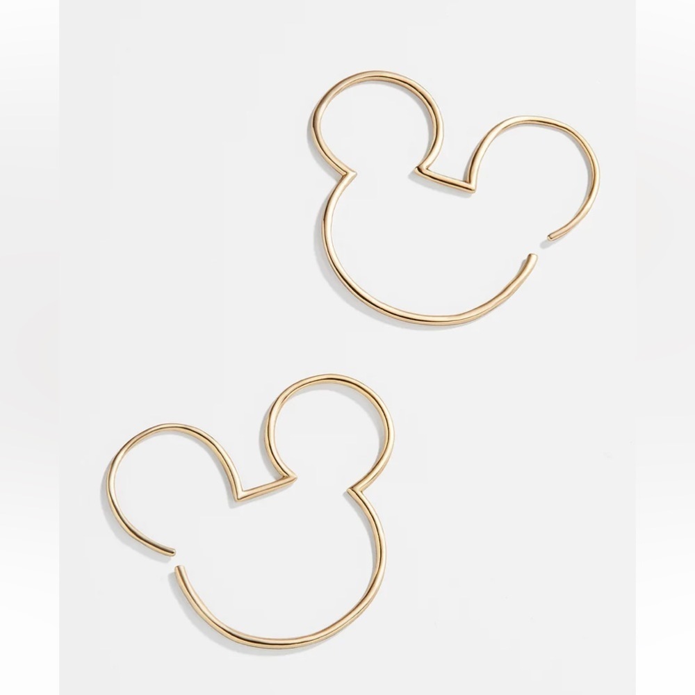 BaubleBar x Disney Mickey Mouse Gold Threader Hoop Earrings New